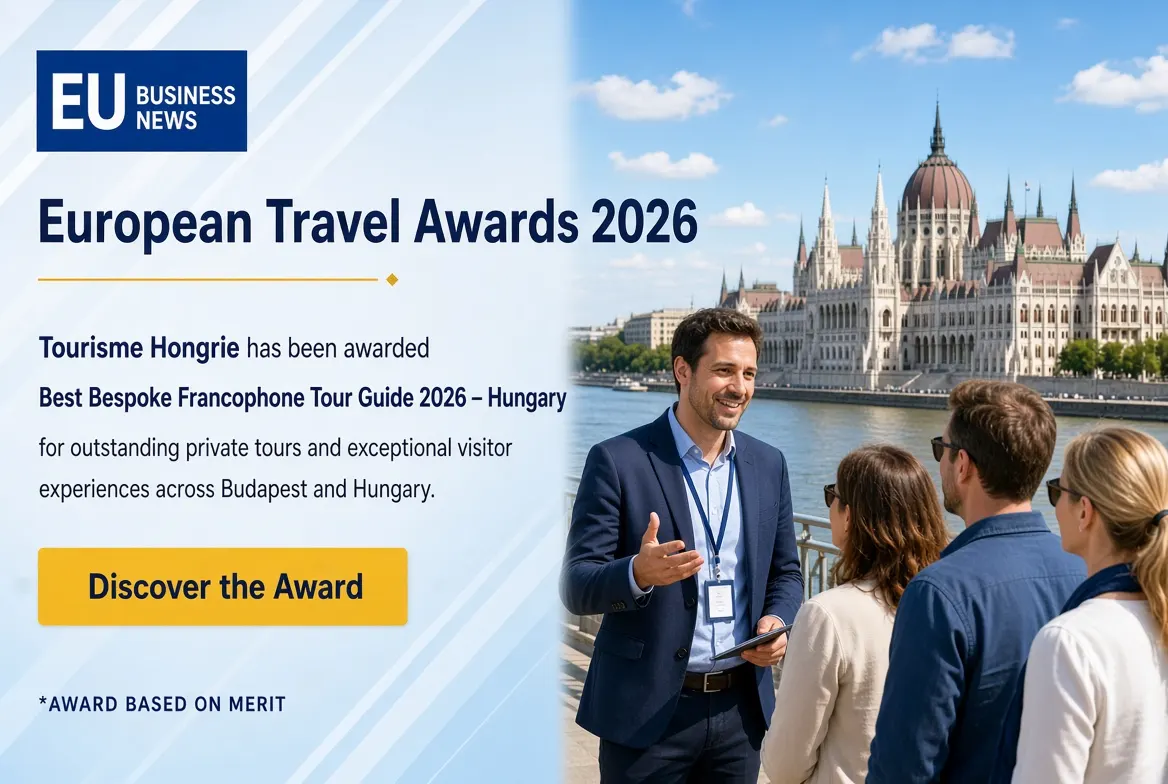 Visuel officiel de l'award EU Business News décerné à Tourisme Hongrie